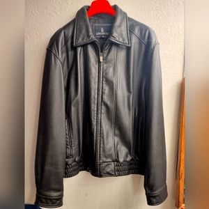 Men's London Fog Black Leather Bomber Jacket XL, Excellent condition